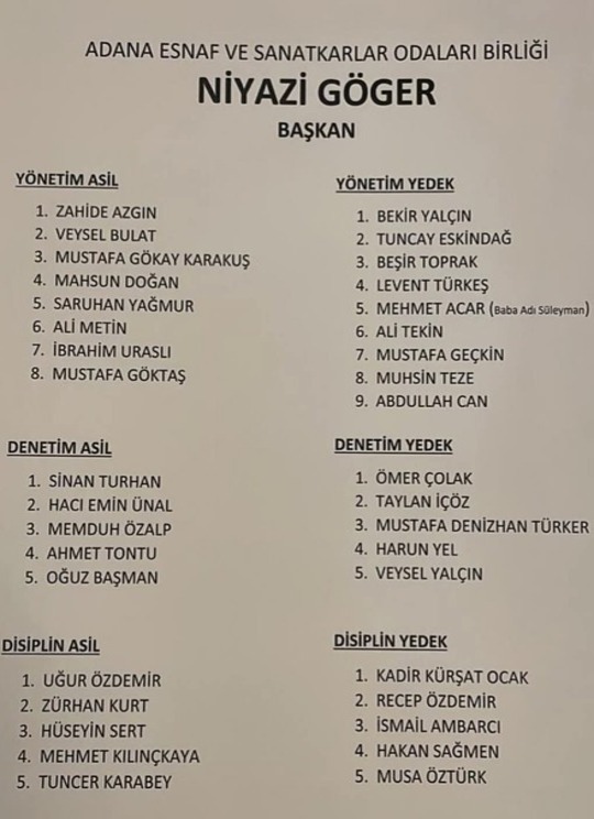 ADANA ESNAF SANATKARLAR BİRLİĞİ YENİ KADORSU