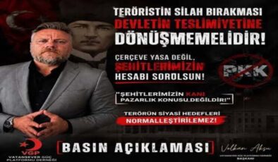 TERÖRİSTİN SİLAH BIRAKMASI DEVLETİN TESLİMİYETİNE DÖNÜŞMEMELİDİR !